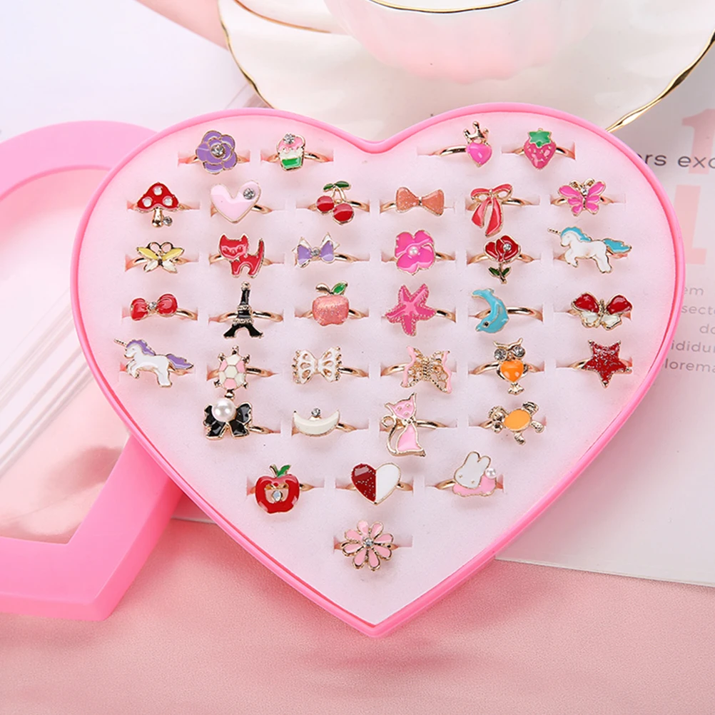 36 шт сплав милые Мультяшные Кольца Регулируемая подставка для игрушек ювелирные