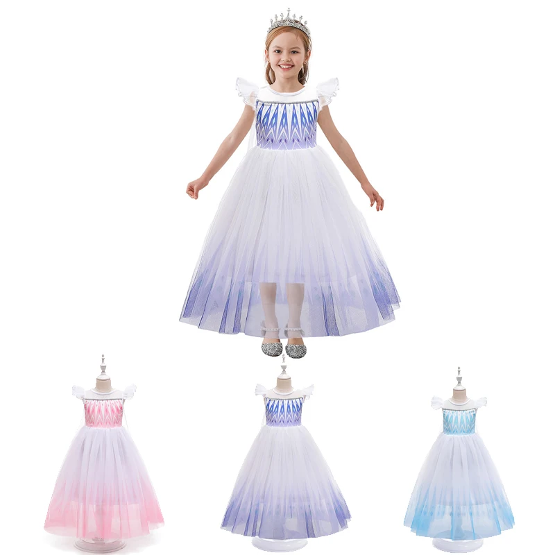 

Elsa Princess Dress Snow Queen Summer Dresses Baby Kids Snowflake Costumes Halloween Christmas Dress Up
