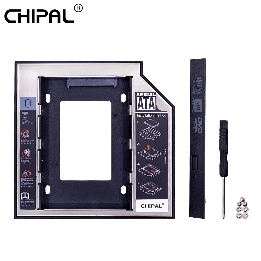 CHIPAL 2019 алюминиевый 2-й второй HDD Caddy 12 7 мм SATA 3 0 Optibay 2 5 ''SSD DVD жесткий диск
