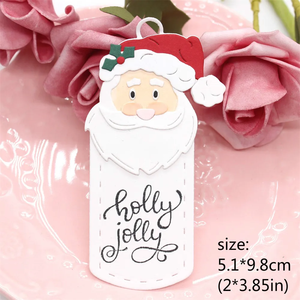 Милые металлические трафареты для скрапбукинга с изображением Санта-тега