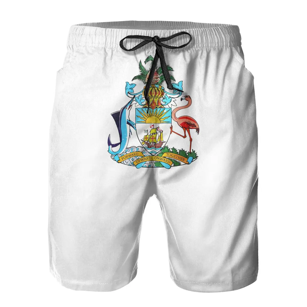 

Пляжные Гавайские брюки R333, дышащие, быстросохнущие, с юмором, графики, баскетбол, Багамские Гербы