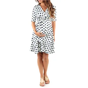 European and American Maternity Wear Summer New Style Tying Band Loose Large Size Printing Pregnant Women Fashion Dress