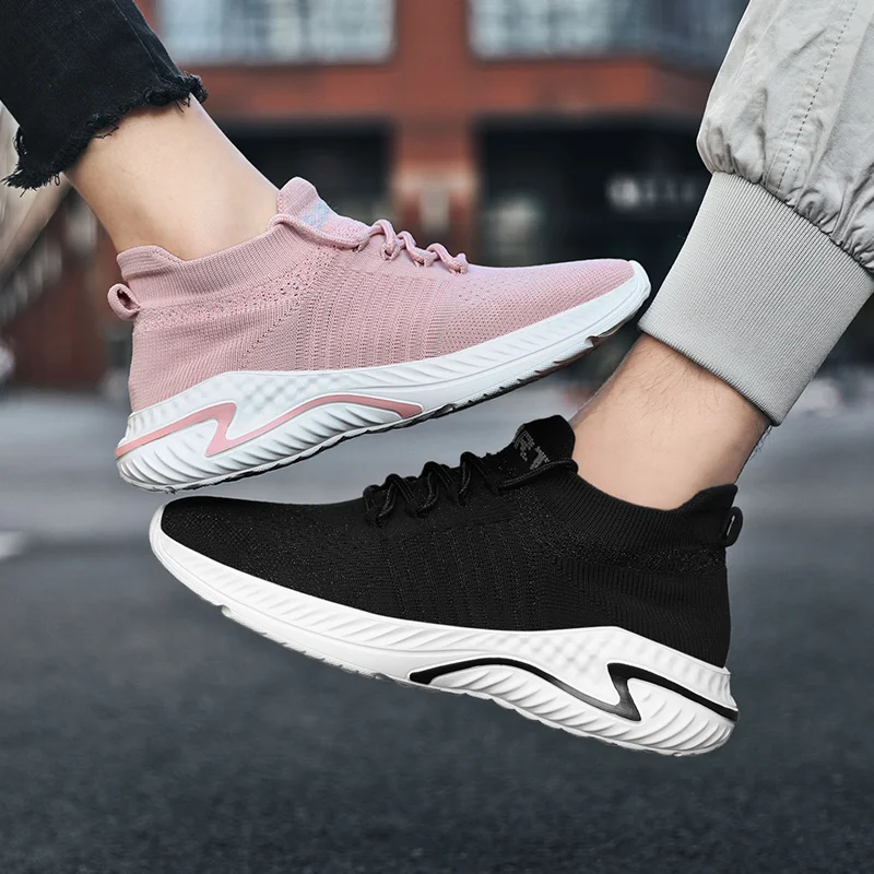 JIEMIAO Fashion Men Women Lightweight Sneakers Outdoor Sports Mesh Breathable Comfortable Running Shoes Lace Up Casual Shoes