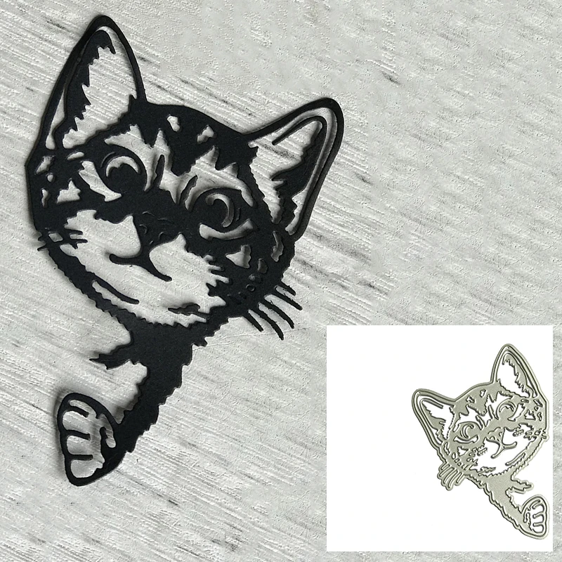 Металлические пресс-формы MEET HUANG Peeking Cat, новинка 2021, декоративное тиснение, бумажные изделия, высечка 2021 - изображение