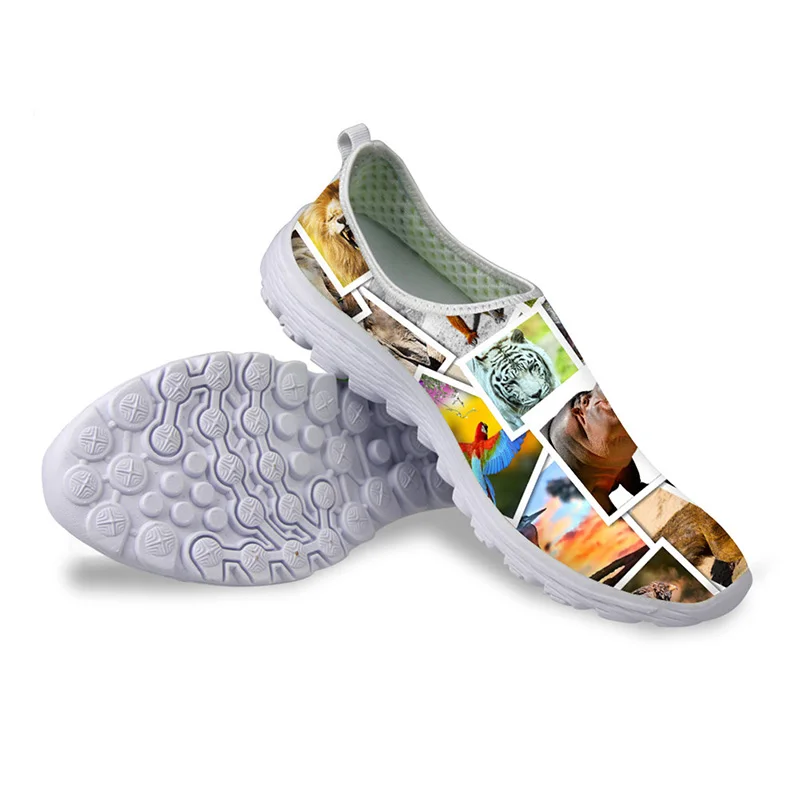 Женские сетчатые кроссовки HYCOOL удобная Пляжная обувь на платформе с 3D принтом