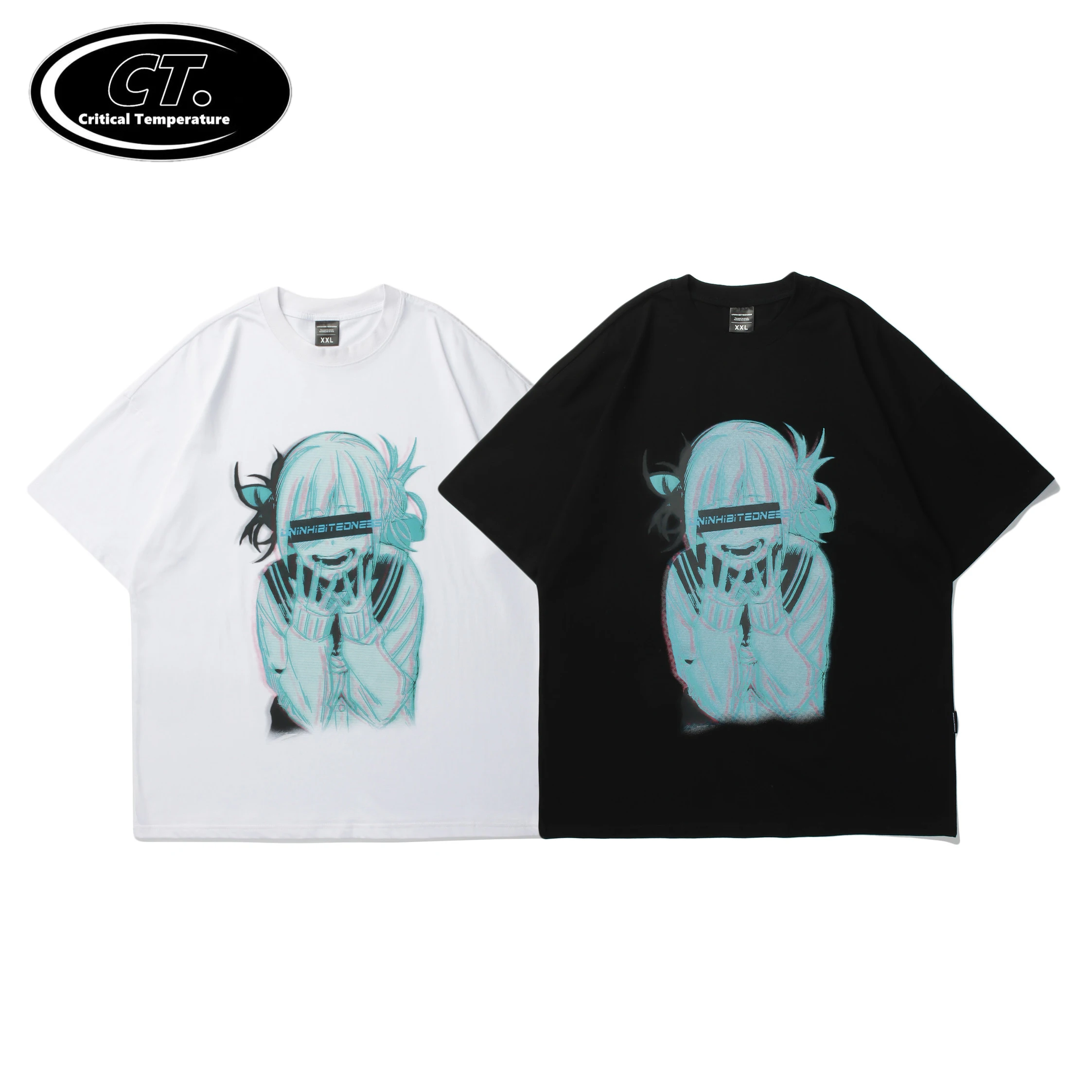 

Streetwear T-Shirt Men Hip Hop Illusion Girl Letter Print T Shirt 2021 Harajuku Cotton Casual Summer Short Sleeve Tshirt Black