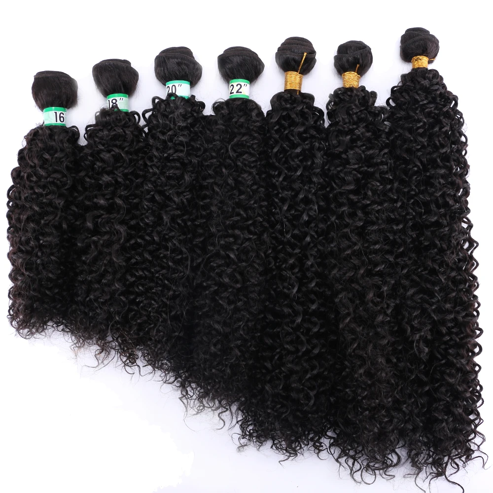 14-30 Inches Afro Kinky Curly Hair Weave Extensions Black Brown Golden Synthetic Hair Bundles Whosale For Black Women