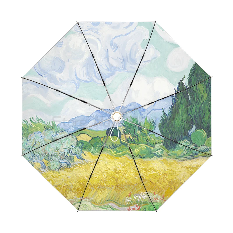 

Retro automatic sunscreen sunshade, UV proof, compact 50% solar umbrella, dual-purpose umbrella