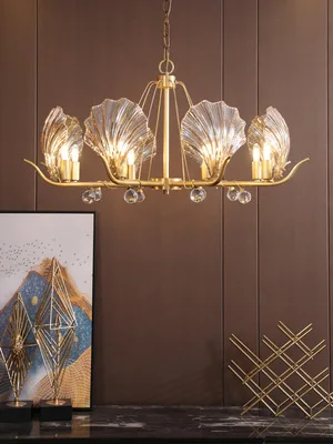 

American copper crystal chandelier light luxury living room dining room lamp designer creative personality bedroom study lamp