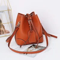 guranteed grained genuine leather drawstring bucket shoulder bags for women designer brand high quality small crossbody bag 2021