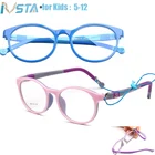 Детские очки IVSTA с ремешком, круглые очки из пластика TR90 для коррекции близорукости, детские очки кошачий глаз из силиконовой резины, розовые очки для девочек