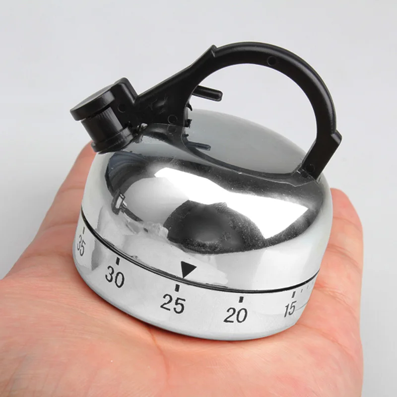 

60 Minute Kitchen Timer Alarm Mechanical Teapot Shaped Timer Clock Counting Tools THIN889