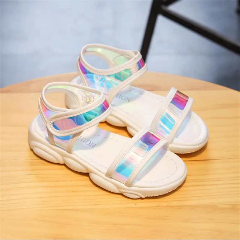 Сандалии для девочек простые эластичные легкие пляжные туфли подростков Детские