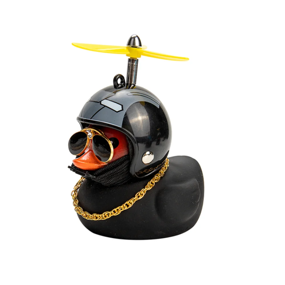 Car Cute Little Black Yellow Duck With Helmet Propeller Wind-breaking Wave-breaking Auto Internal Decoration Without Lights | Автомобили и