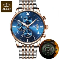 olevs fashion mens watches top brand with stainless steel luxury sports chronograph luminous hands high quality quartz watch men