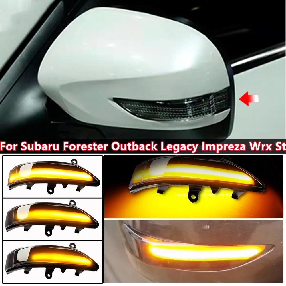Pair Led Side Wing Door Mirrors Dynamic Turn Signal Light Indicator Blinker For Subaru Forester Outback Legacy Impreza Wrx Sti