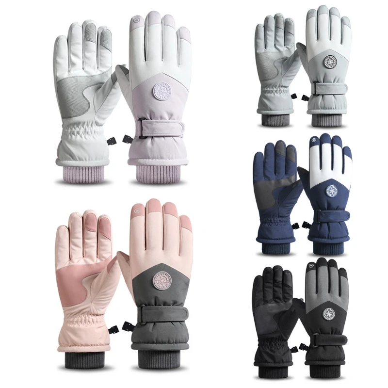 

2022 New Touchscreen Gloves Waterproof Ski Gloves Full Finger Gloves Non Slip Riding Gloves with Fleece Lining Wrist Leashes