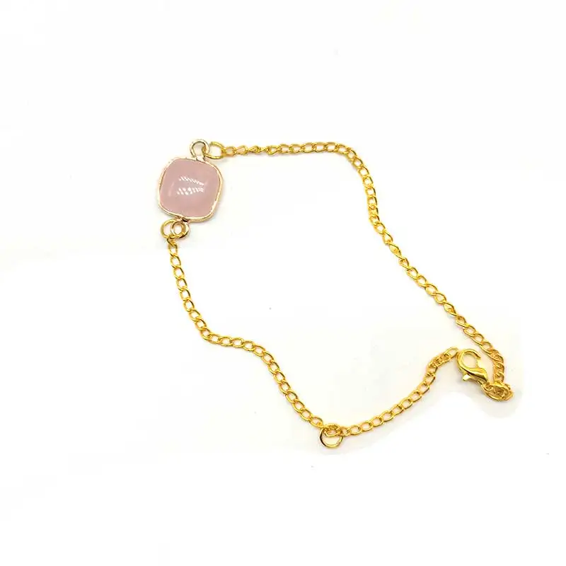 

Natural Semi-precious Stone Package Edge Square Bead Ladies Exquisite Gold Color Bracelet Jewelry Marking Free Shipping