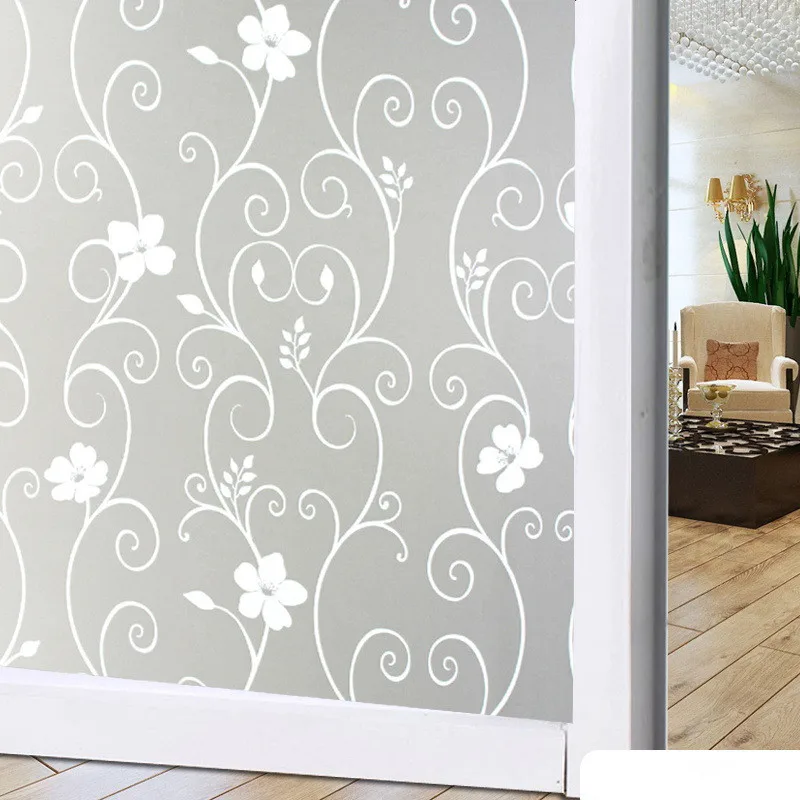 Flower 45x100 см, новинка, самоклеящаяся пленка, водонепроницаемая, ПВХ, матовое стекло, непрозрачная пленка для окна, стикер для спальни, ванной комнаты, пленка для домашнего декора - Цвет: Flower