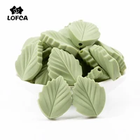 lofca 10pcs leaf silicone beads bpa free soft chewable organic leaves beads for necklace baby teething toys diy chain