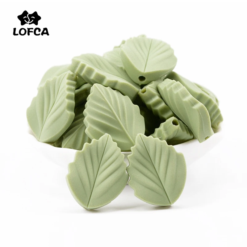 LOFCA-Cuentas de hoja de silicona para collar, cuentas de hojas org&aacute;nicas masticables suaves sin BPA, mu&ntilde;eco de nieve, juguetes de dentici&oacute;n para beb&eacute;, cadena DIY, 5/10 Uds.-0