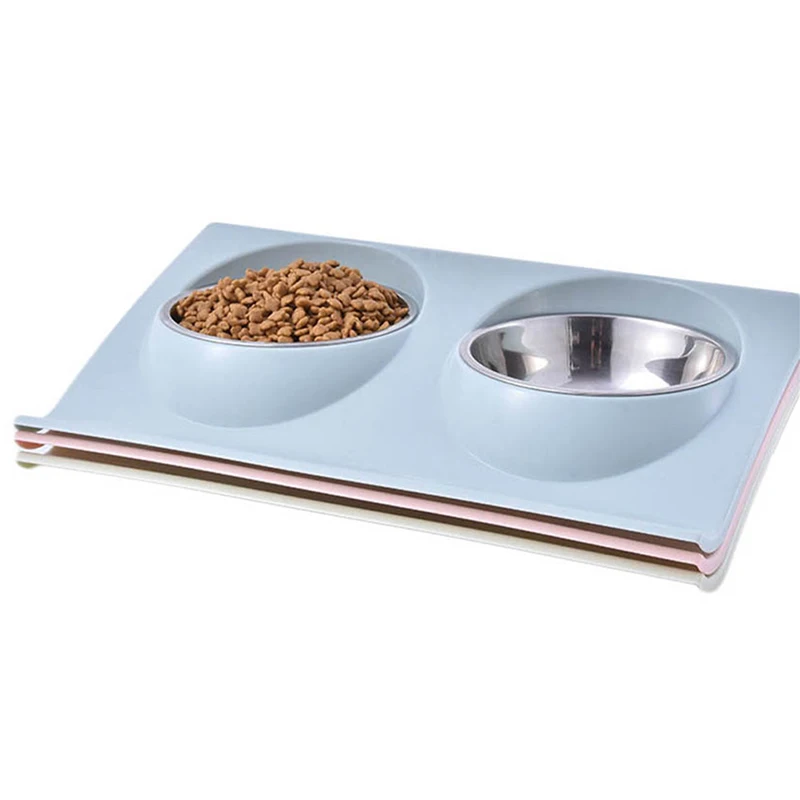 Новая двойная миска из нержавеющей стали для питомцев кормушка воды собак щенков