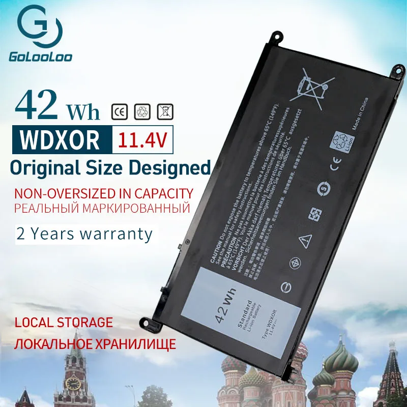 Аккумулятор Golooloo для ноутбука DELL Inspiron 14 11 4 7000 5567 7560 7460 d1525s 7472 7368 7378 latitude 5565 3488 WDXOR 3580
