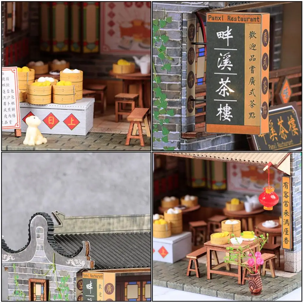 

Diy Doll House Toys Chinese Architecture Doll House Teahouse Chinese Style Simulated Villa Toy Lover Gift With Lamp