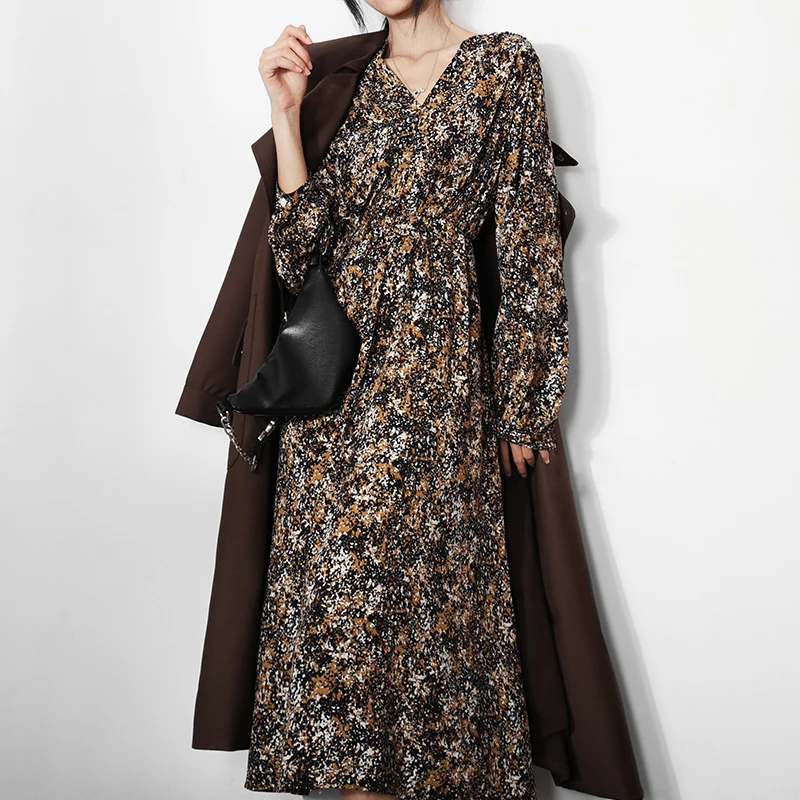 2020 весенние женские с модным принтом длинными рукавами и оборками для девочек