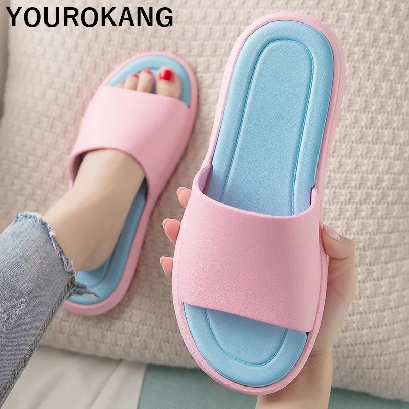 Indoor Home Slippers Unisex Couple Shoes Lovers Floor Plastic Bathroom Slippers Soft Comfortable Women Flip Flops Men Sandals