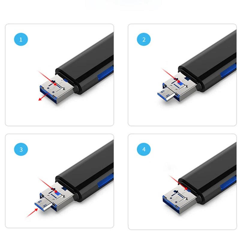 OTG кардридер 5 в 1 устройство для чтения карт Type C MicroUSB и USB высокоскоростной