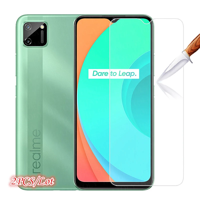 

2Pcs Glass on Realme C15 Tempered Glass For Oppo Realme C11 C2 C3 C2S C3i Screen Protector HD Protective Phone Glass Realme C15