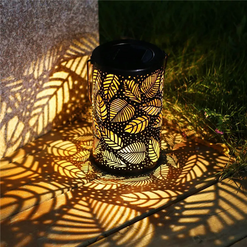 

Solar Iron Lantern Retro Garden Solar Lamp Hollowed Out Forest Shadow Lantern Hanging Lamp Lighting Outdoor Landscape Lamp