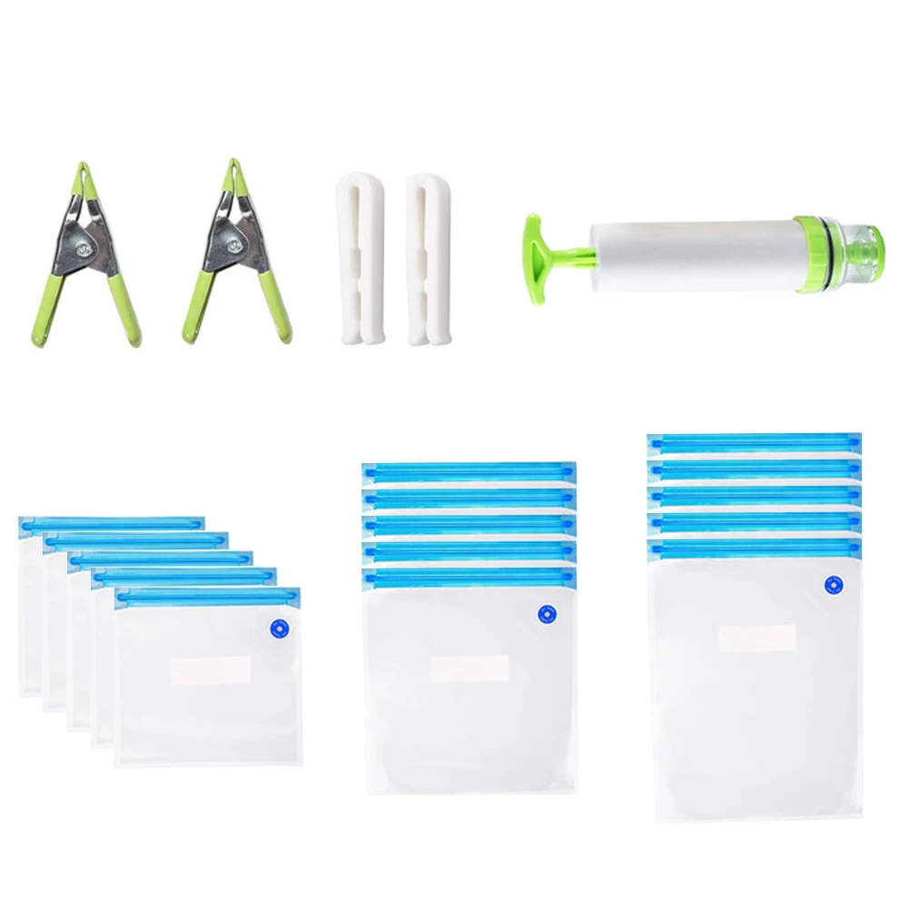 

Reusable Vacuum Sous Vide Bags Home Kitchen Food Storage Zip Packs Bags with Wine Bottle Stopper and Hand Pump BPA Free Dropship
