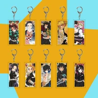 hot japanese anime demon slayer keychain double sided acrylic trinket cosplay accessories fans gift couples pendant keyring new