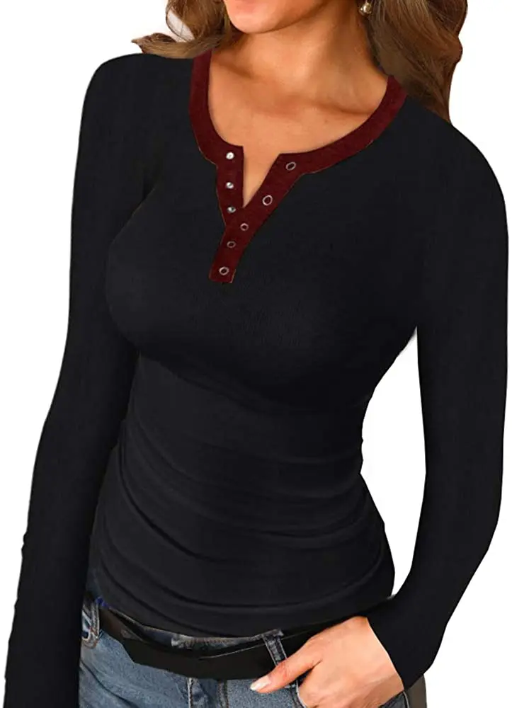 Футболка женская однотонная с глубоким V-образным вырезом пикантный облегающий