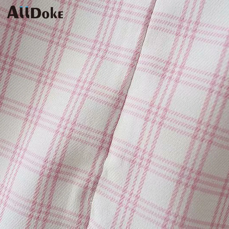 

ALLDOKE vintage plaid casual mini skirt women summer high waist split jupe femme streetwear ladies short pencil skirts mujer