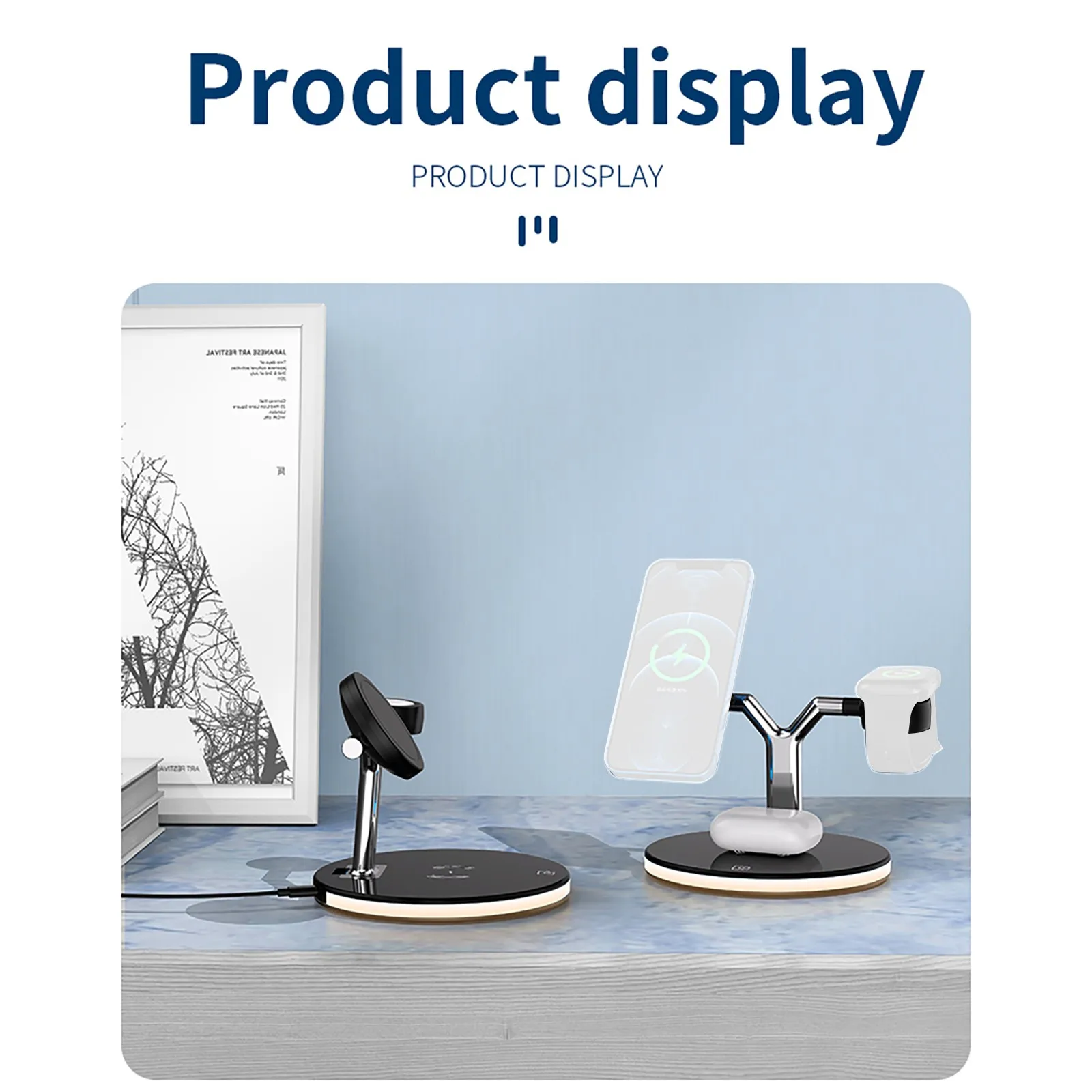 

Smart Watch Headset Charger 15W Magnetic Desktop Y-Shaped Watch Earphone Three-In-One Wireless Charger
