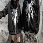 Мужская парная одежда 2021 темная Модная рубашка на молнии с принтом парная Толстовка Уличная Повседневная Свободная Женская куртка большого размера