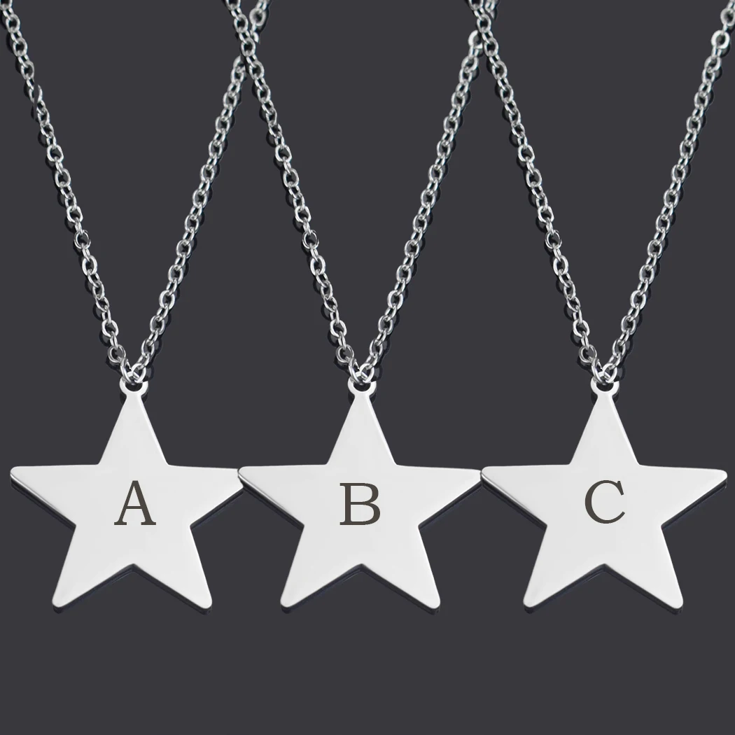 Ожерелье с надписью Звезда из нержавеющей стали 26 букв|Ожерелья подвеской| |