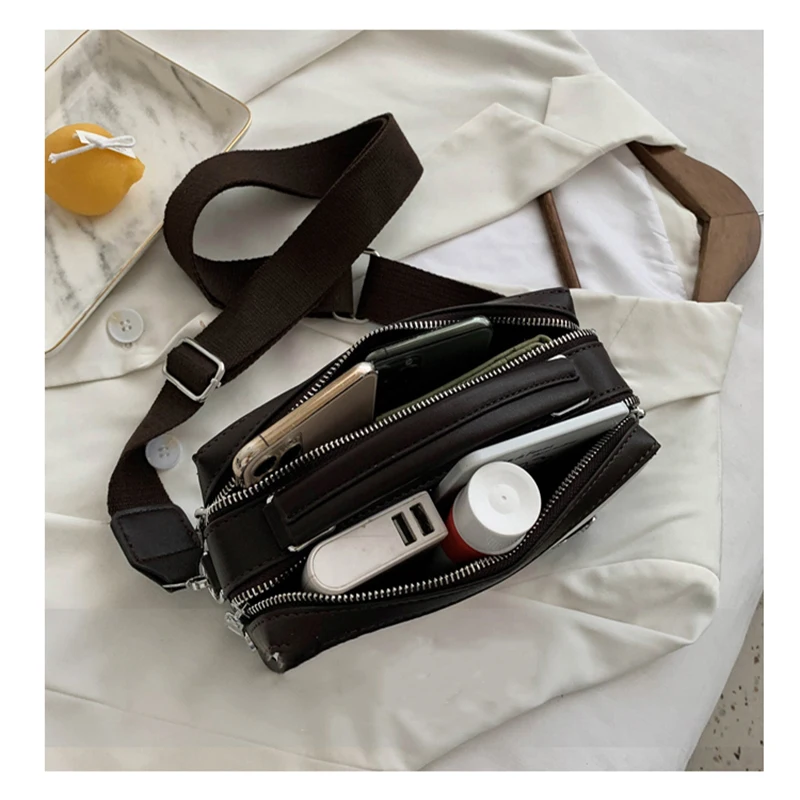 

ATLI New Color contrast PU Leather Crossbody Bags For Women 2021 Fashion Designer Shoulder Simple Bag Female Travel Handbag