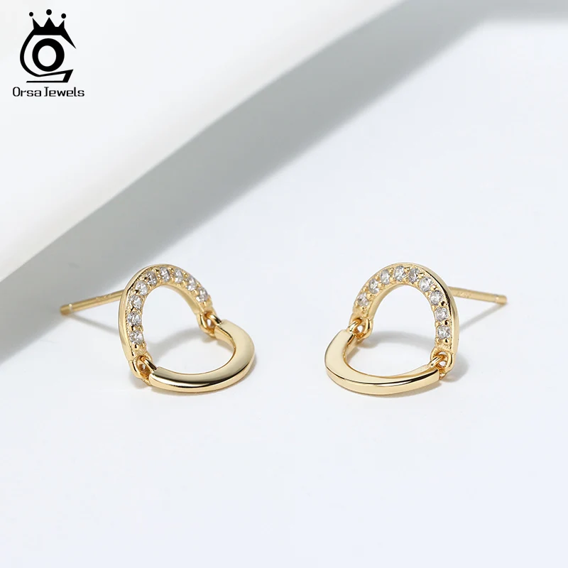 ORSA JEWELS кольцо AAA Циркон женский складной серьги гвоздики 925 серебро с последней O
