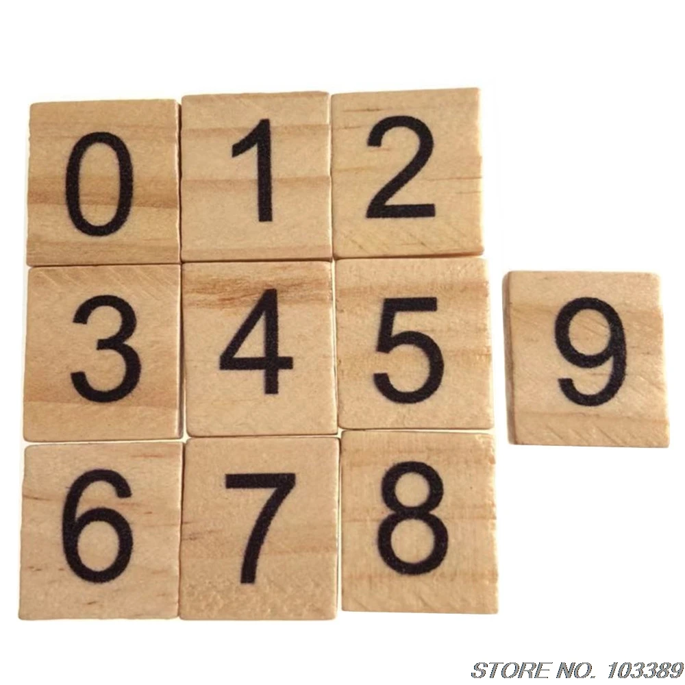 10 пакетов из искусственных деревянных лакированных черепиц деревянные цифры от 0