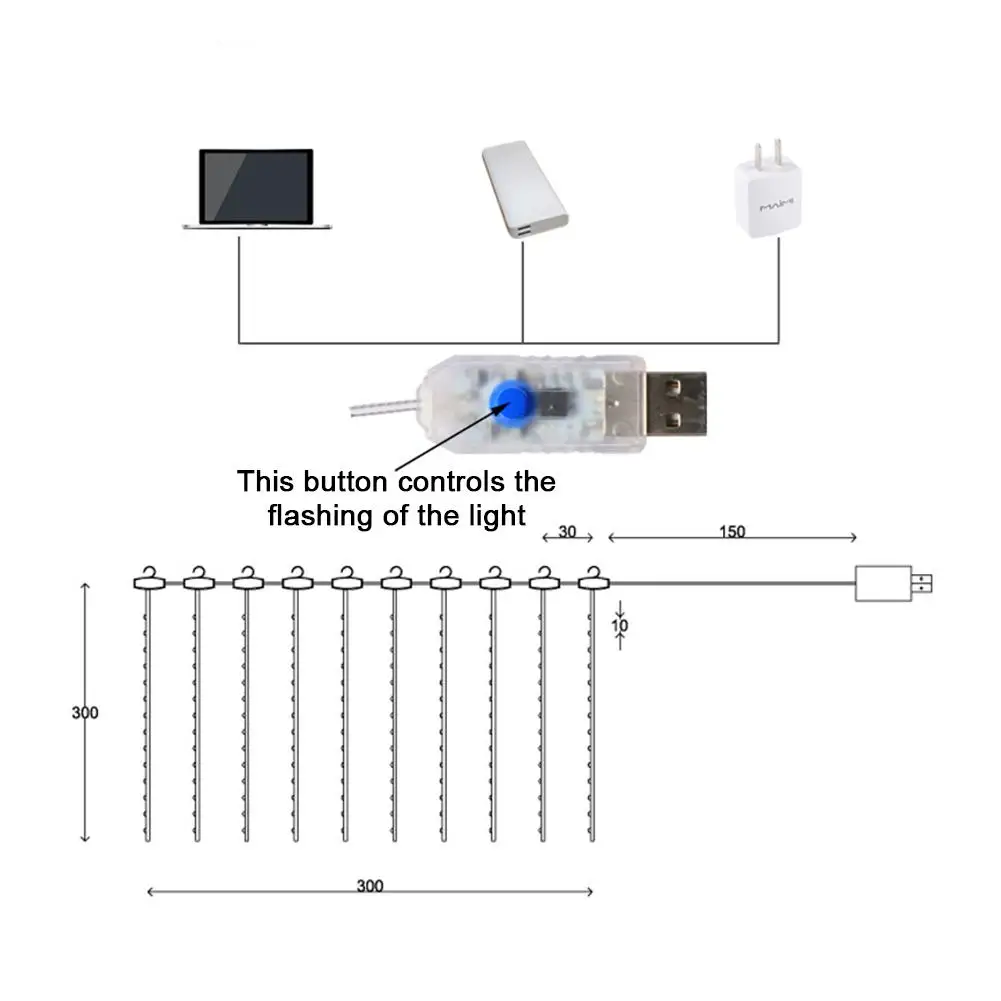 Светодиодная гирлянда с медным проводом и пробковым цоколем 300 светодиодов | Дом