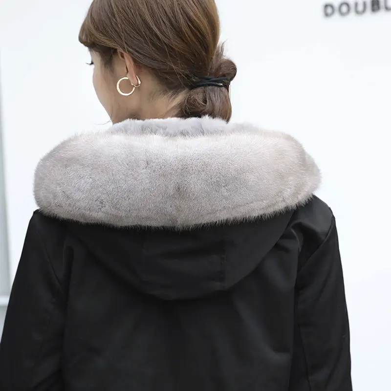 

Winter Jacket Women 2020 Real Natural Genuine Coat Long Parka Natural Mink Fur Collar Fox Fur Liner Thick Warm Outerwear New N53