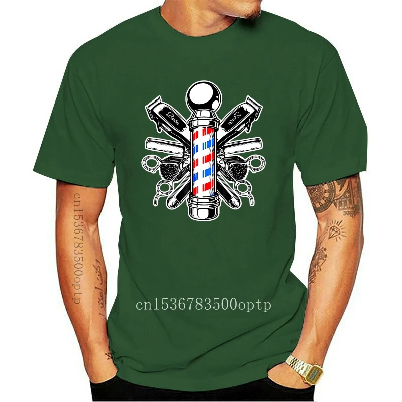 

New 2021 Hot Sale 2021 Men'S T Shirt Retro Barber Shop T-Shirt Barber Pole Shirt O-Neck T Shirt