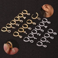 1pc copper hoop earring zircon lucky number tragus cartilage helix earrings gold ear stud piercing for women body jewelry gift
