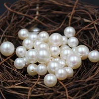 38mm a grade white semi hole natural freshwater pearl loose beads diy charms jewelry making accessories pearls bead wholesale