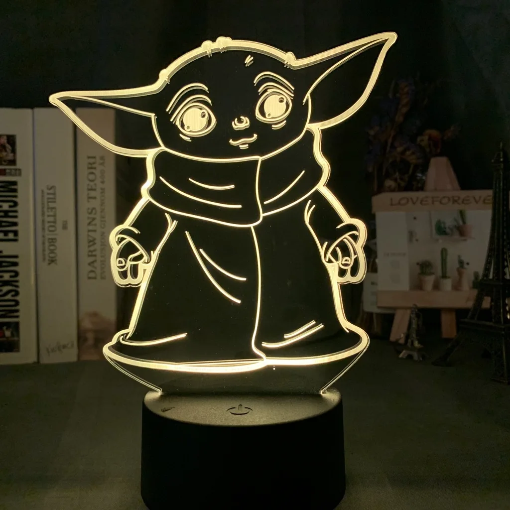 

Hasbro Star Wars cartoon table lamp baby yoda 3D night light LED7/16 color remote control table lamp childrens toy birthday gift