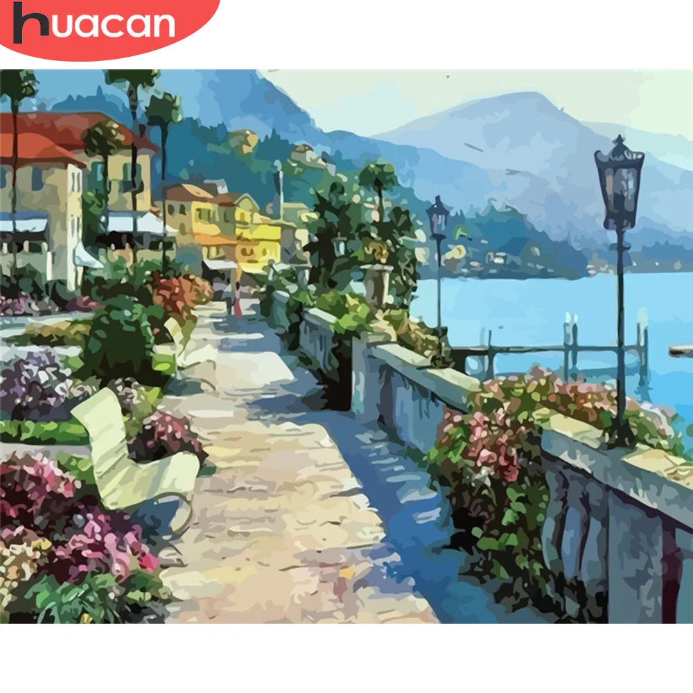 

HUACAN DIY картинки по номеру, наборы, рисование на холсте, живопись по номерам, морская ручная роспись, картина, искусство, подарок, домашний дек...